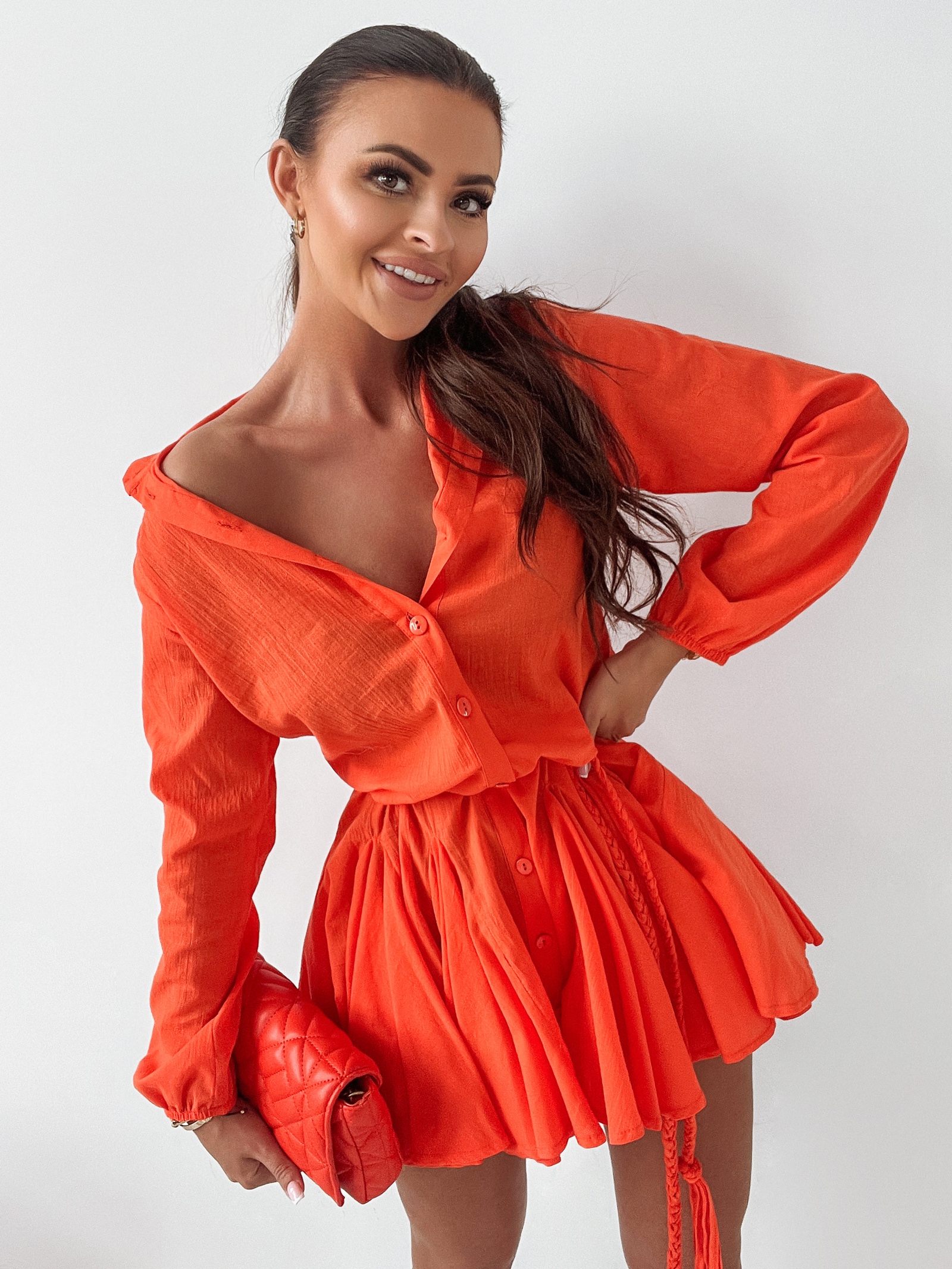 Sukienka zwiewna Gloria Ola Voga pomarańczowa