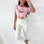 Spodnie logowane Gold Foil Ola Voga ecru