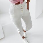 Spodnie logowane Gold Foil Ola Voga ecru