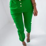 Spodnie logowane Gold Foil Ola Voga zielone