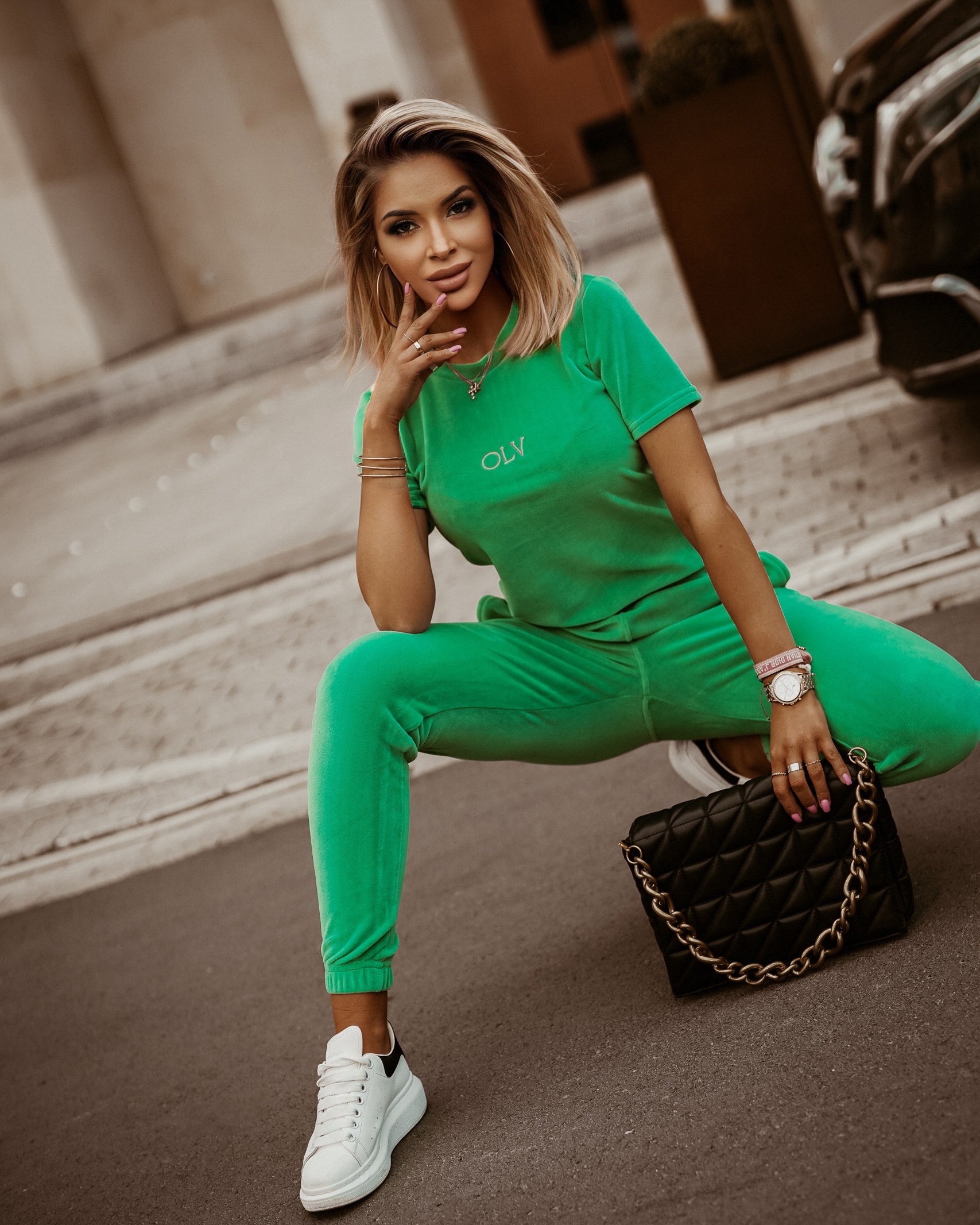 Komplet welurowy Good Shape Ola Voga zielony