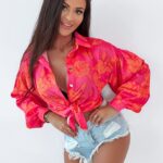 Koszula Ola Voga Flower Shirt fuksja-pomarańcz