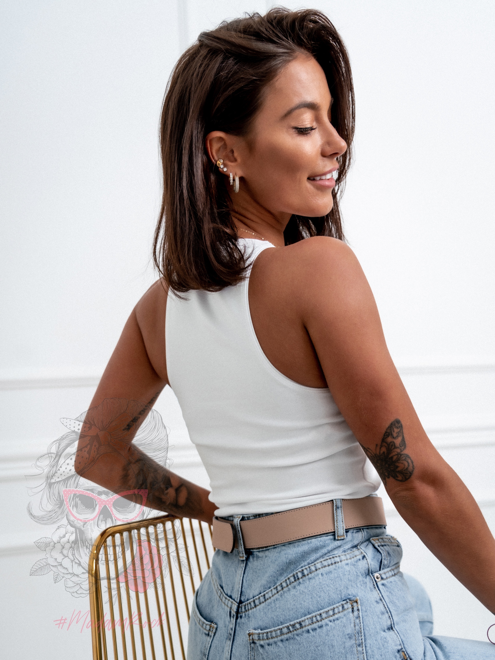 Top na ramiączka Nudes biały