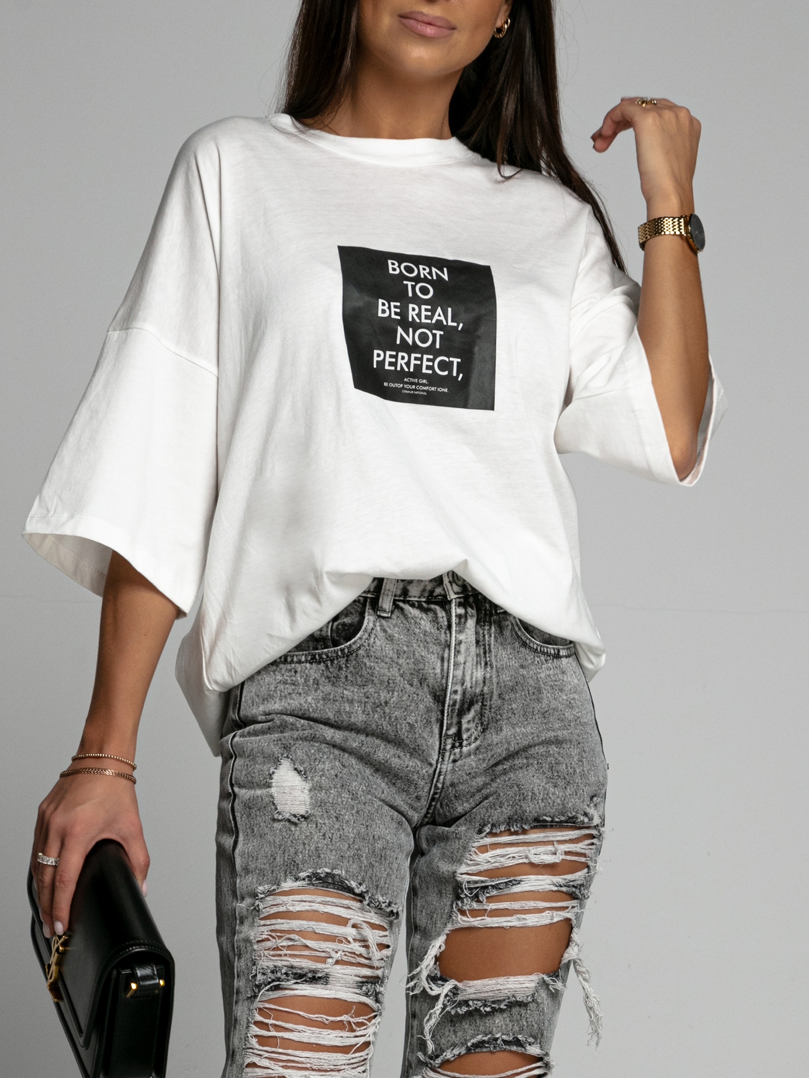 T-shirt oversize BornTo biały