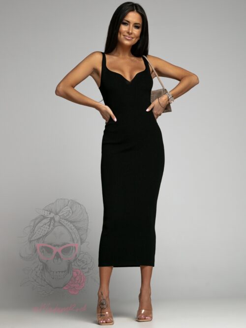 Sukienka prążkowana Medusa czarna