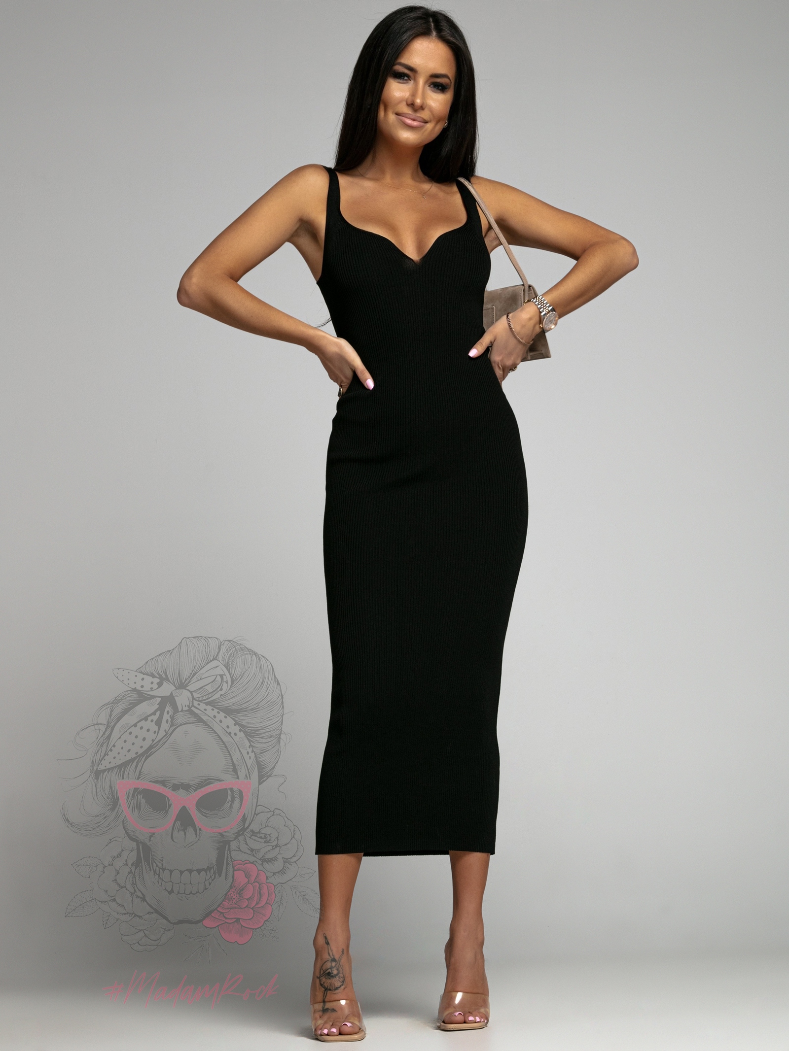 Sukienka prążkowana Medusa czarna Sukienka prążkowana Medusa czarna