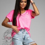 T-shirt bawełniany Kers neonowy różowy