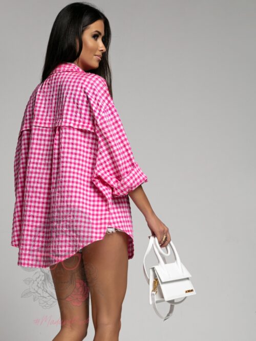 Koszula oversize w kratę Eleza różowa