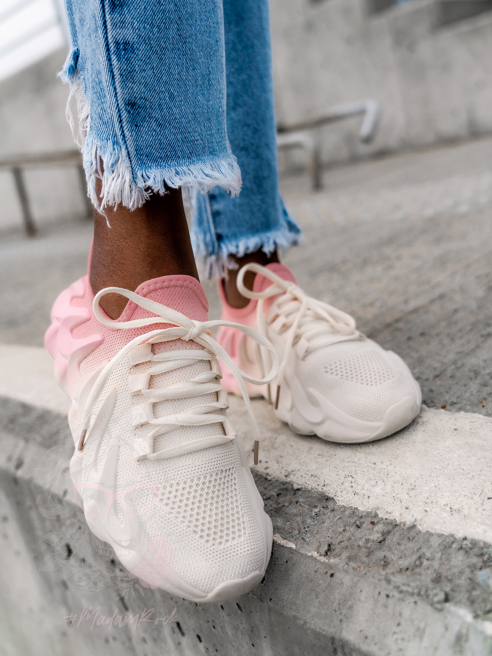 Buty sportowe Madam Despertar ombre beżowo-różowe