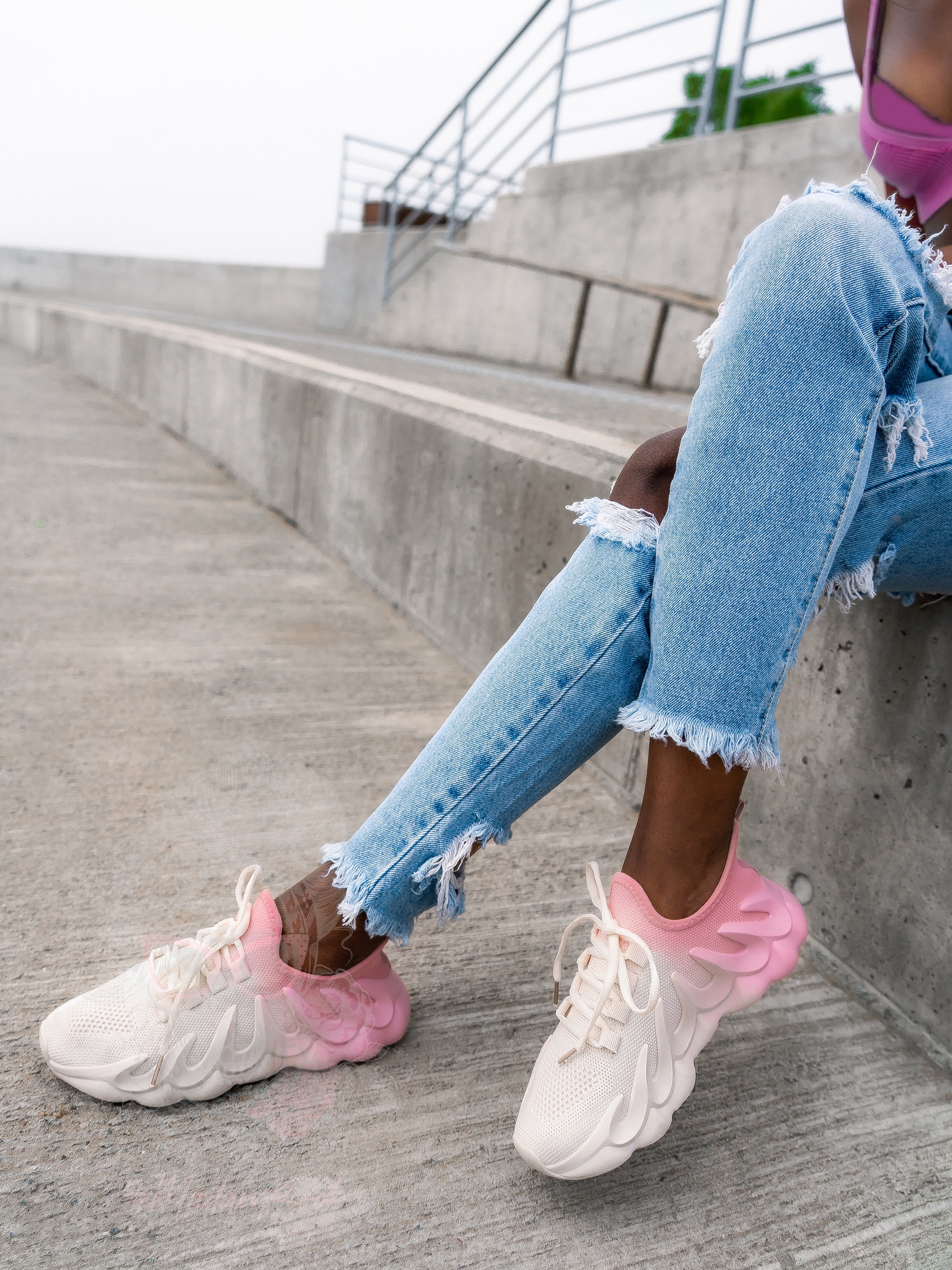 Buty sportowe Madam Despertar ombre beżowo-różowe