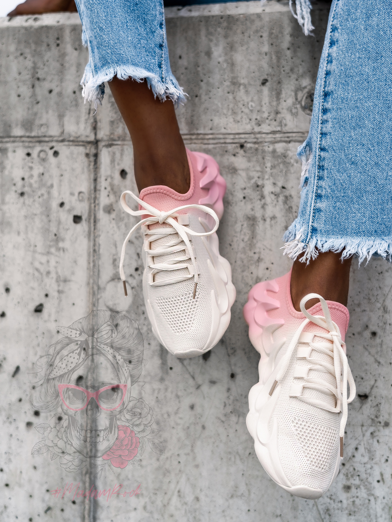 Buty sportowe Madam Despertar ombre beżowo-różowe