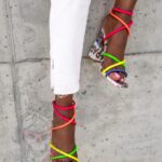 Sandały na słupku Rock Snap II białe neonowe