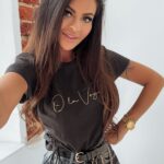 T-shirt bawełniany O'la Voga Gold Dots czarny