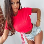 T-shirt bawełniany O'la Voga Gold Dots neon róż