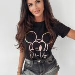 T-shirt z nadrukiem Fluo Mickey Ola Voga czarny
