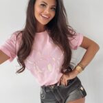 T-shirt z nadrukiem Fluo Mickey Ola Voga pudrowy róż