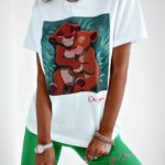 T-shirt z nadrukiem Lion King Ola Voga biały