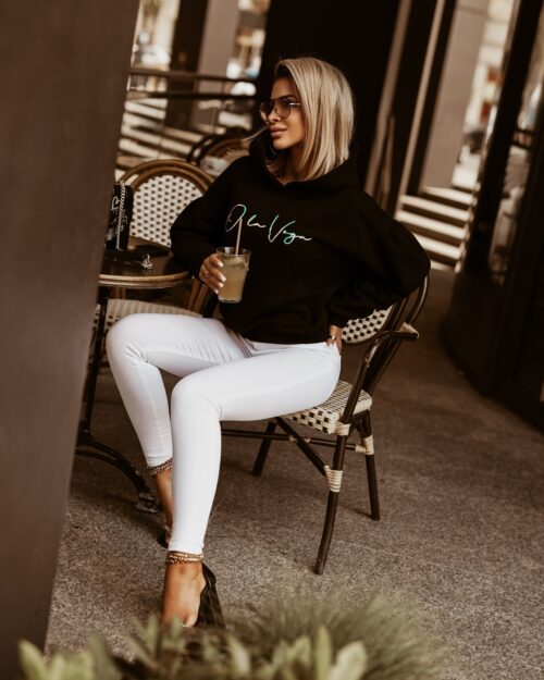 Bluza oversize O'la Voga Logo Fluo czarna