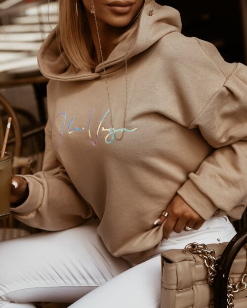 Bluza oversize O'la Voga Logo Fluo beżowa