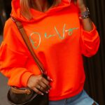 Bluza oversize O'la Voga Logo Fluo neonowa pomarańczowa