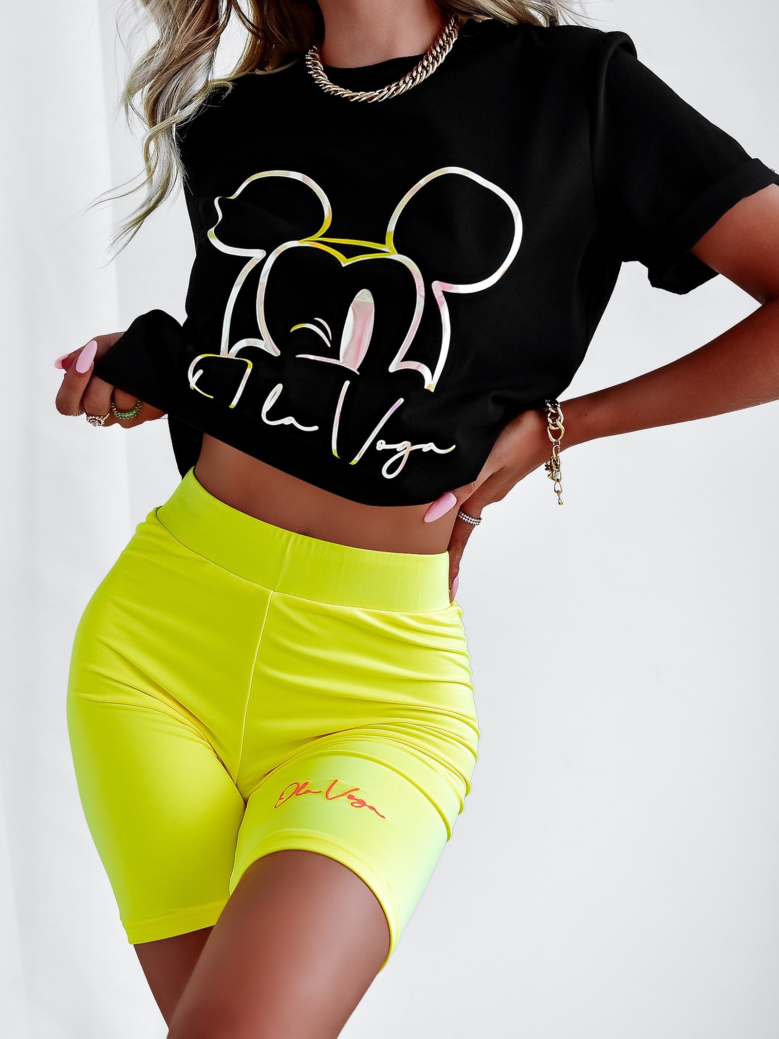 Kolarki dopasowane O'la Voga Energy limonkowe