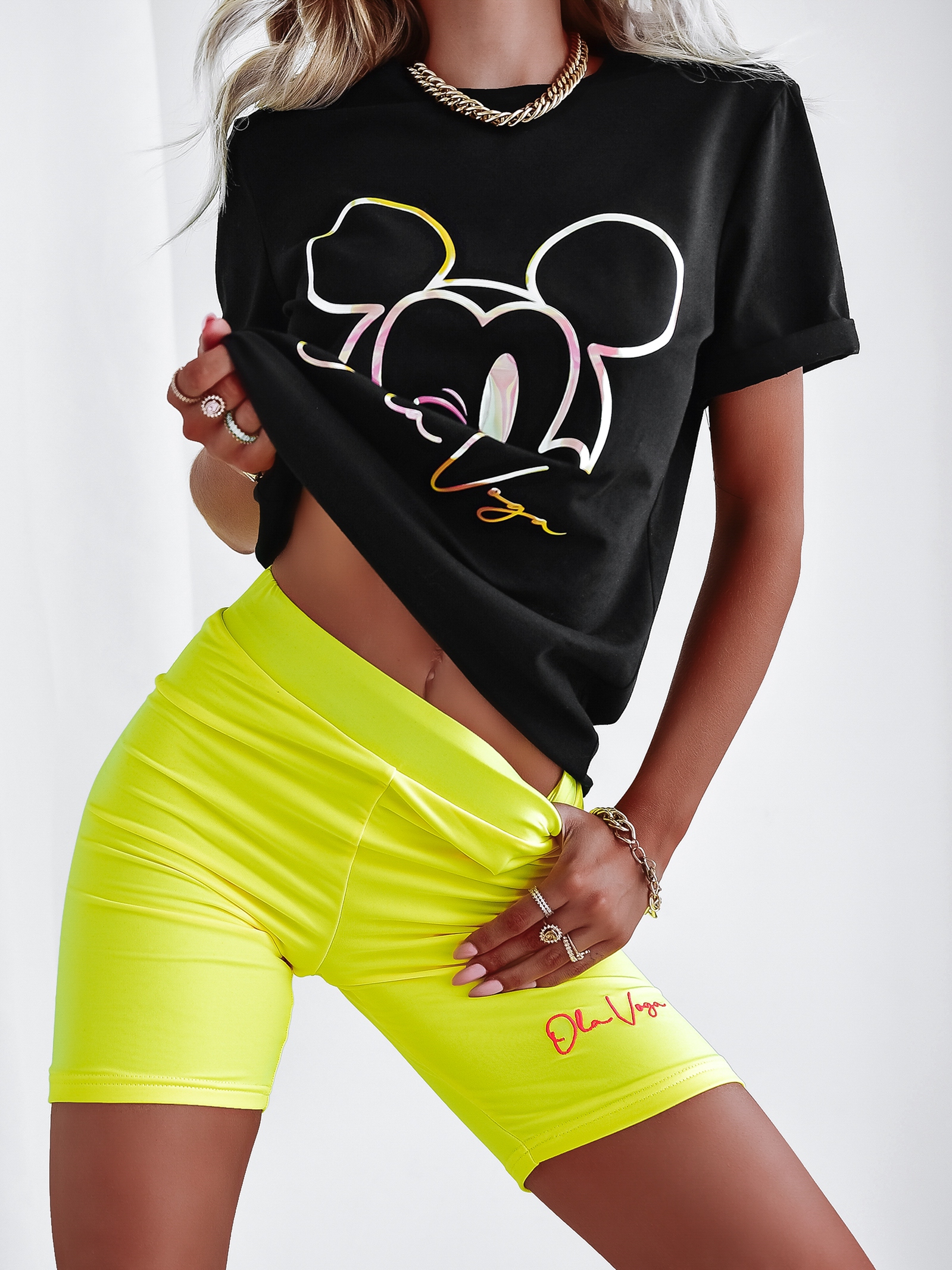 Kolarki dopasowane O'la Voga Energy limonkowe