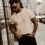 T-shirt męski Blue Light Ola Voga beżowy