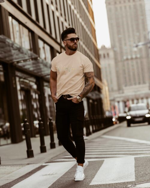 T-shirt męski Blue Light Ola Voga beżowy