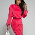 Komplet welurowy Bella amarantowy