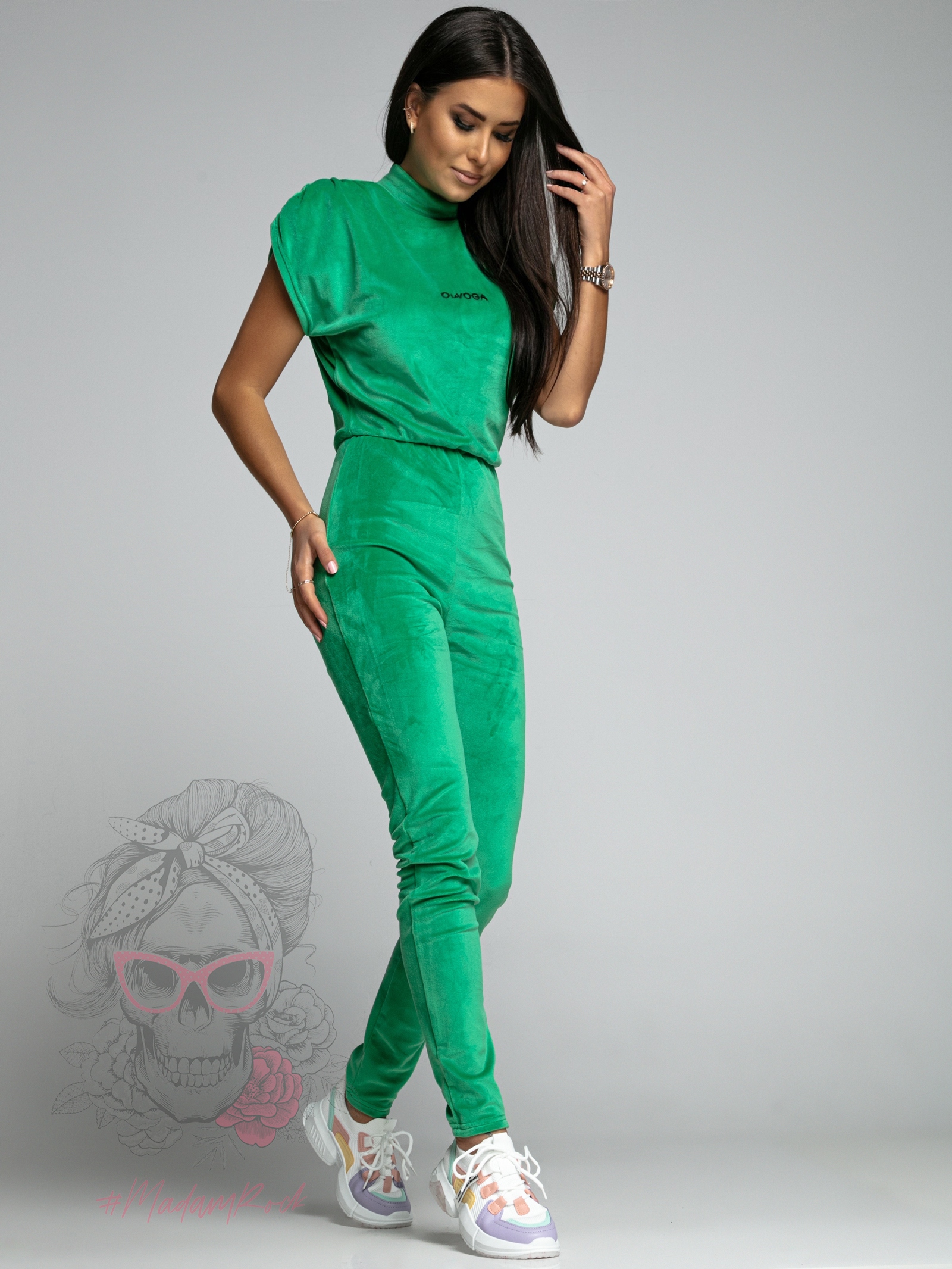 Kombinezon welurowy Marisa Ola Voga zielony