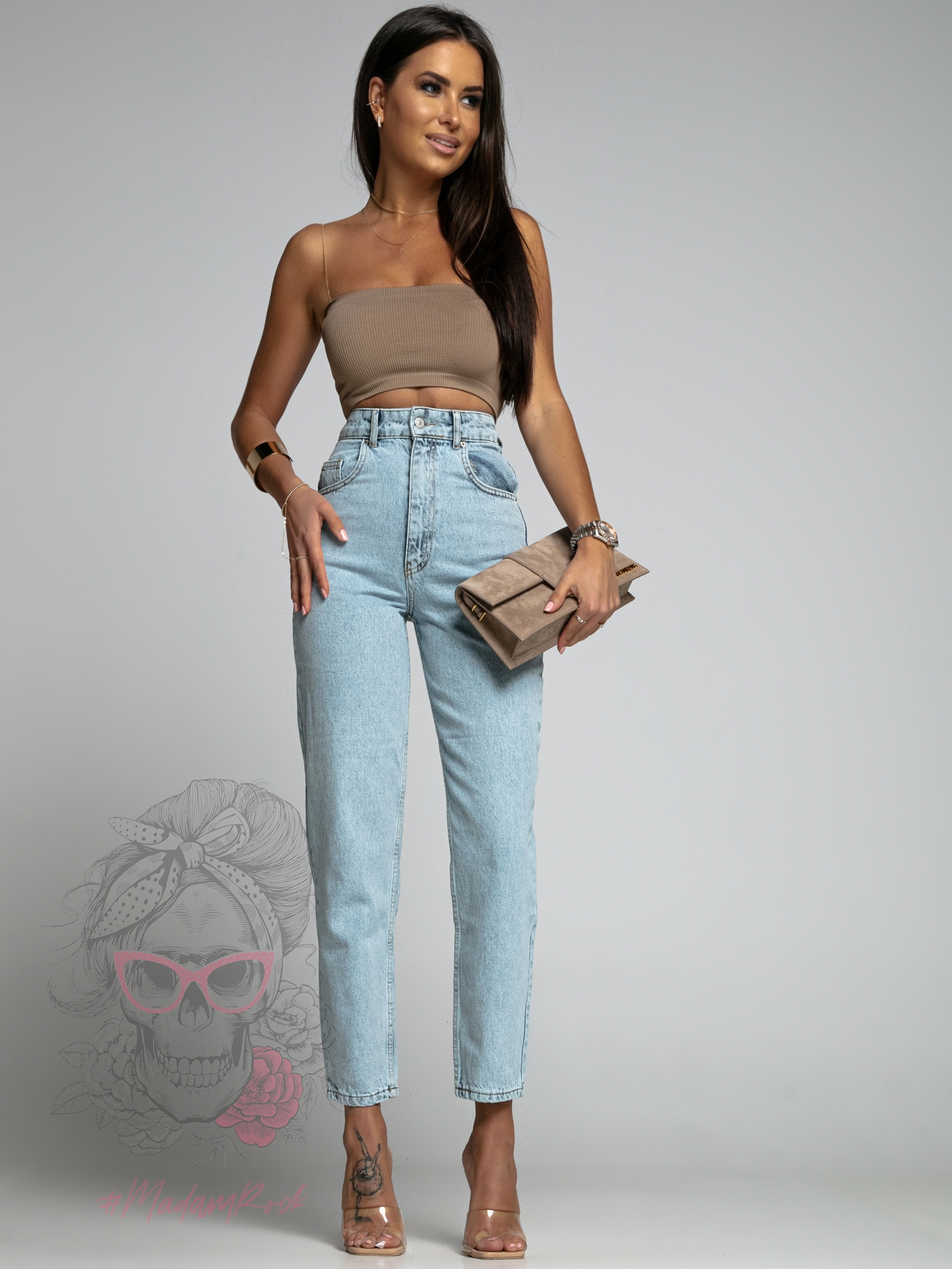 Spodnie jeansowe Mom Regs niebieskie