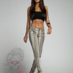 Spodnie rurki Pepero wężowe beżowe