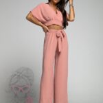 Komplet top+spodnie Winsorft brudny róż