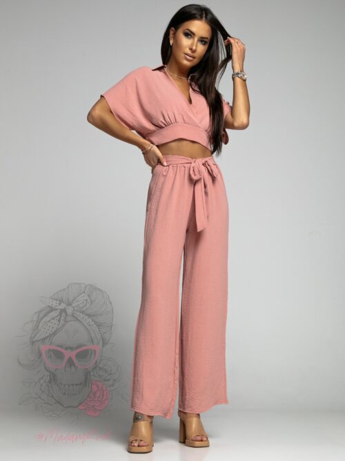 Komplet top+spodnie Winsorft brudny róż