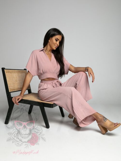 Komplet top+spodnie Winsorft pudrowy