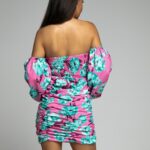 Sukienka mini Efolea różowo-turkusowa