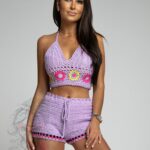 Komplet pleciony Bohomo lila