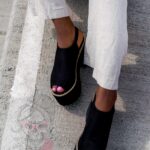 -WYPRZEDANE-Sandały koturny Madam Scapade czarne