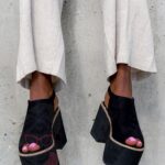 -WYPRZEDANE-Sandały koturny Madam Scapade czarne