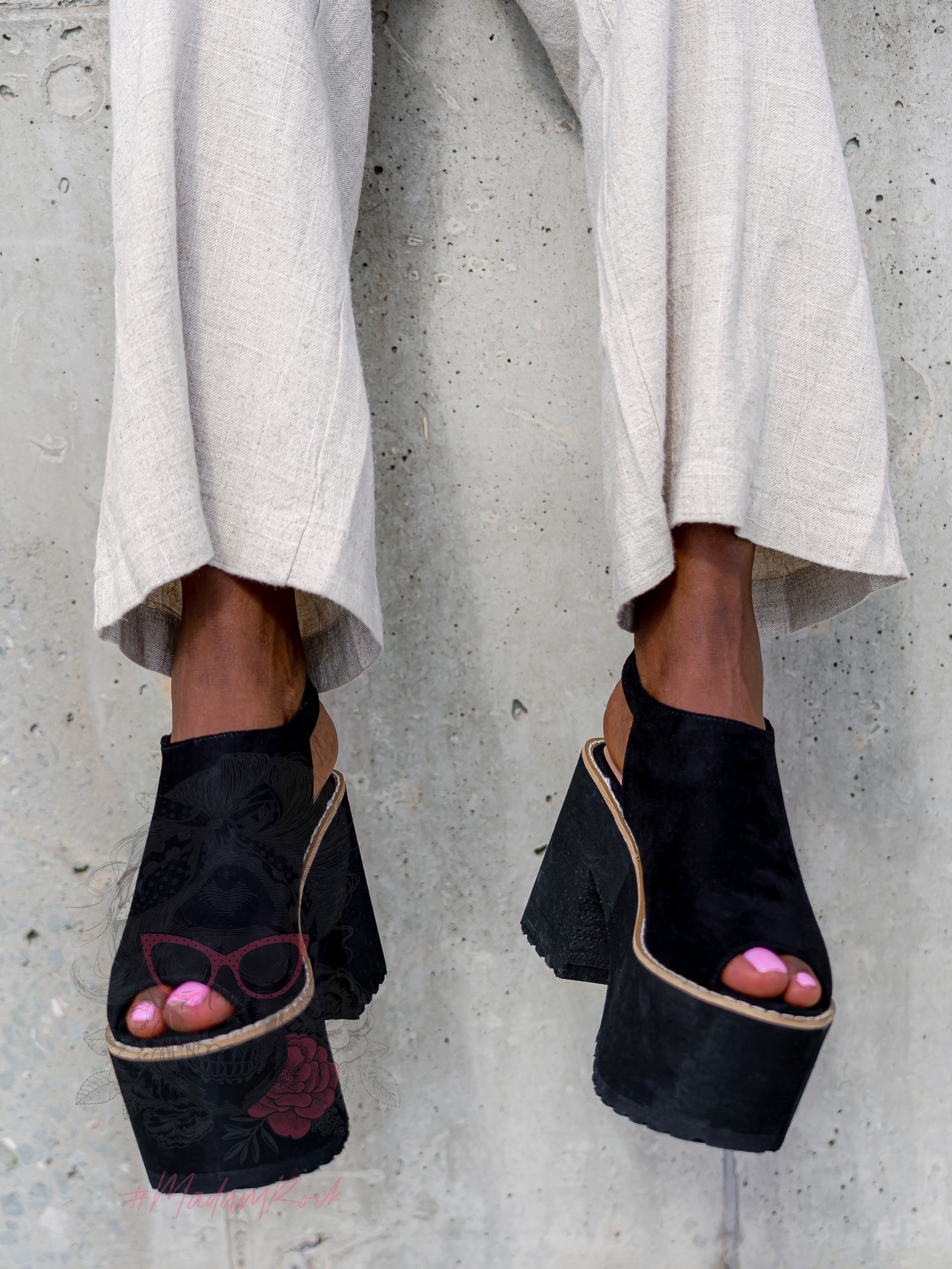 -WYPRZEDANE-Sandały koturny Madam Scapade czarne -WYPRZEDANE-Sandały koturny Madam Scapade czarne