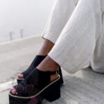 -WYPRZEDANE-Sandały koturny Madam Scapade czarne