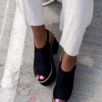 -WYPRZEDANE-Sandały koturny Madam Scapade czarne