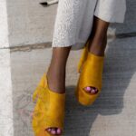 Sandały koturny Madam Scapade żółte