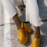 Sandały koturny Madam Scapade żółte