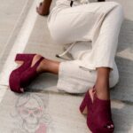 Sandały koturny Madam Scapade bordowe