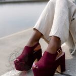 Sandały koturny Madam Scapade bordowe