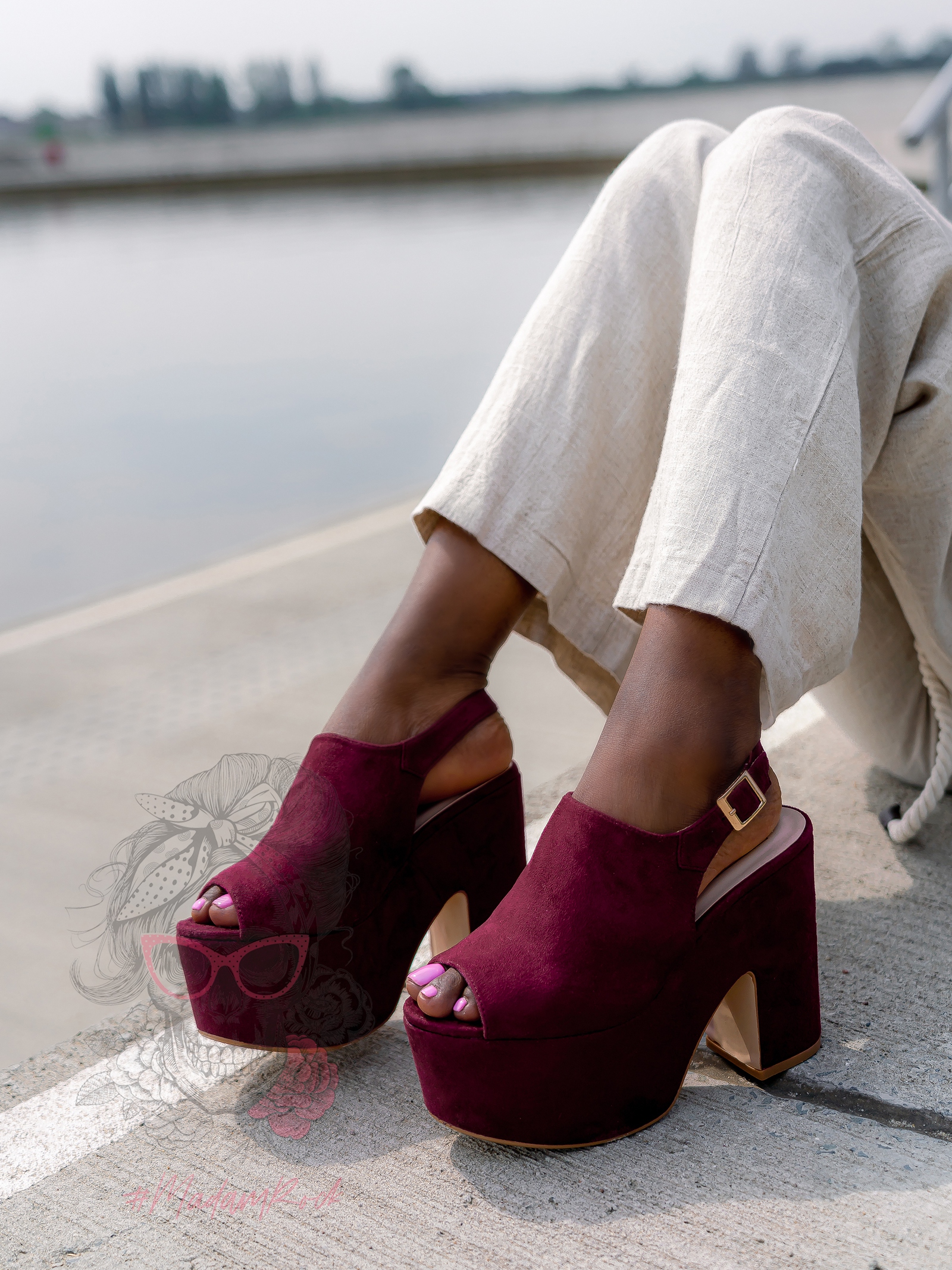 Sandały koturny Madam Scapade bordowe Sandały koturny Madam Scapade bordowe