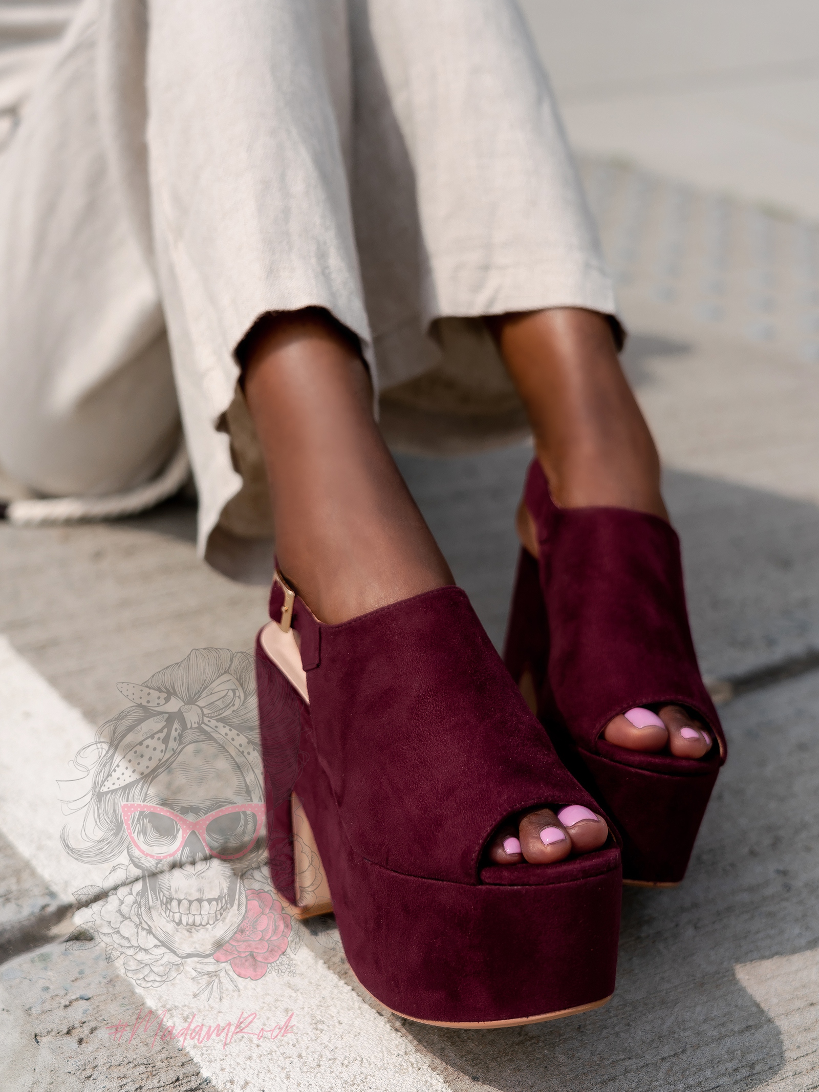 Sandały koturny Madam Scapade bordowe Sandały koturny Madam Scapade bordowe