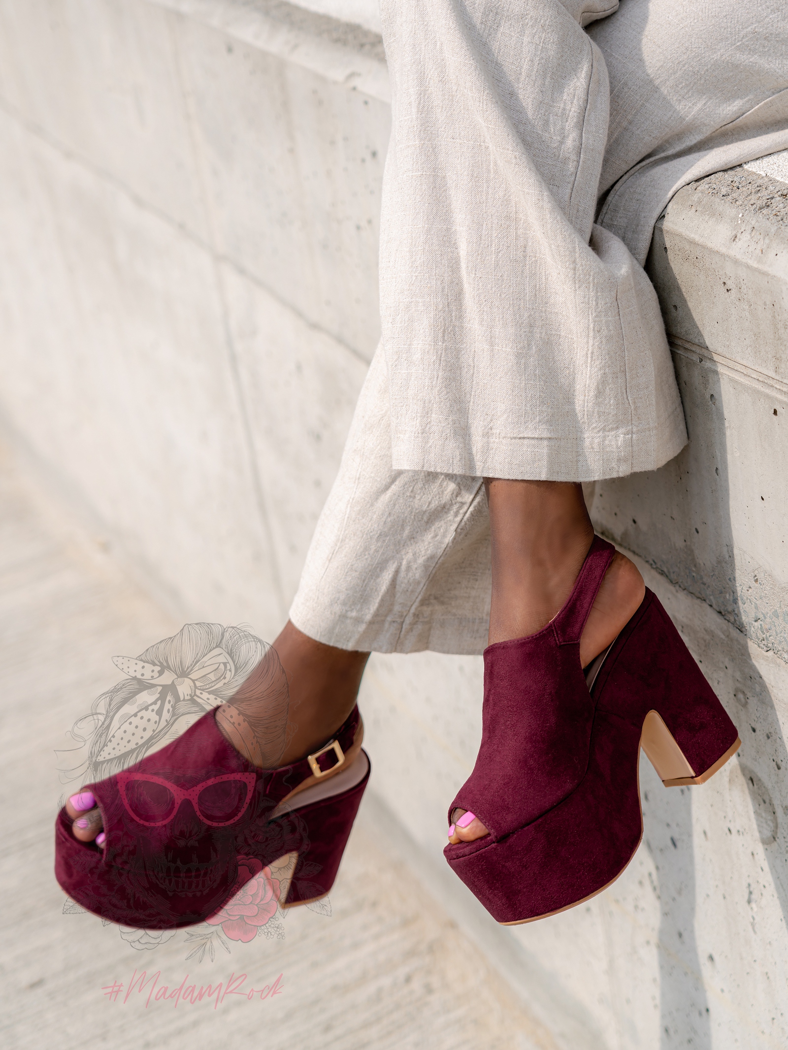 Sandały koturny Madam Scapade bordowe Sandały koturny Madam Scapade bordowe