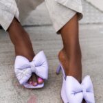 Klapki na obcasie Madam Minnie lila